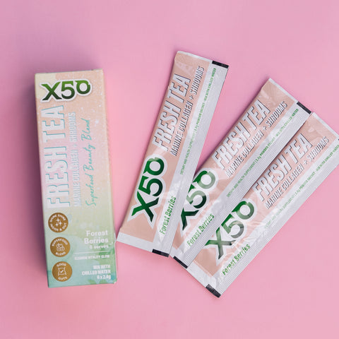 kassi með 6 x 12 - X50 Te með kollageni & sveppum